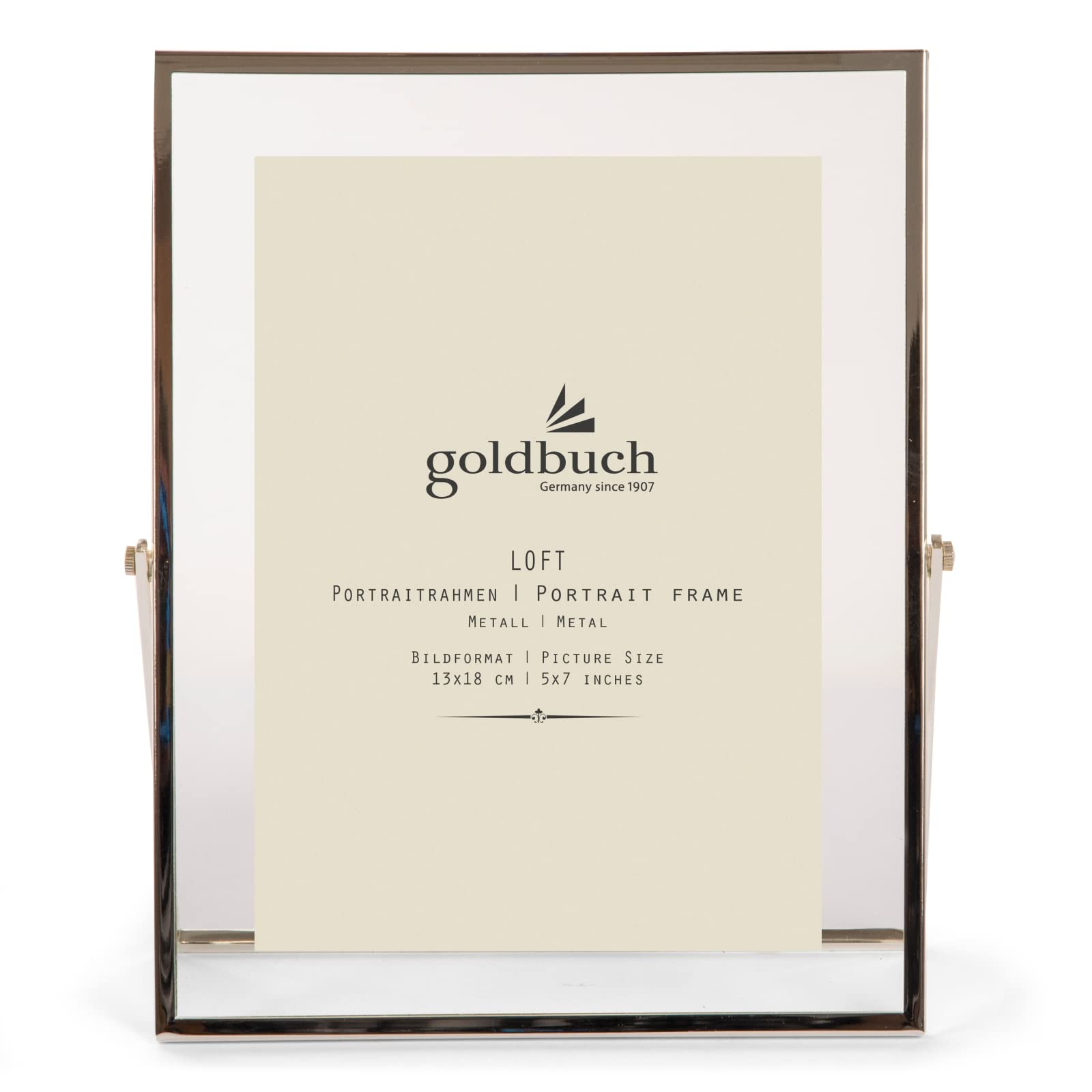goldbuch Loft 96 0383 Metal Picture Frame with Stand, Portrait Frame for 1 Picture/Photo in 13 x 18 cm Format, Metal Picture Frame Approx. 19 x 23 x 1 cm, Frame Silver