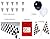 Race Decorations Racing Party Pack Bundle Black & White Checkered (Tablecover, 100 ft Pennant Banner, Racing Finish Line flags, Balloons & Bonus Bag)
