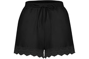 YXZOGD Shorts for Women Elastic Waist Drawstring Pants Yoga Lounge Shorts Lace Trim Summer Sports Shorts Beach Ruffle Shorts
