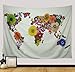 Leofanger World Map Tapestry Wall Hanging Flower Map Wall Tapestry Meadow Wall Tapestry Butterfly Wall Decor Hippie Tapestries Bedroom Dorm Decor 59.1 × 51.2 inches