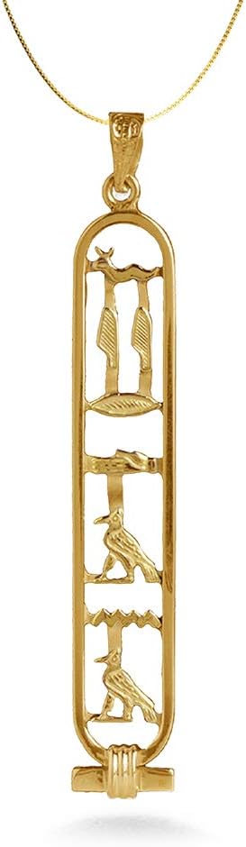 Made in Egypt Personalized Cartouche Necklace - Available in 14K Gold, 18K Gold and Sterling Silver - Open Style - Translate any letters into Hieroglyphs - Handmade in Egypt