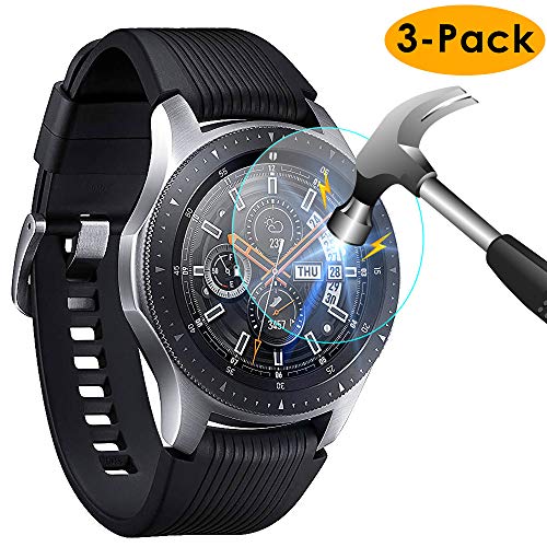 KIMILAR [3-Pack] Compatible Samsung Galaxy Watch Screen Protector 46mm, Waterproof Tempered Glass Screen Protector Cover Compatible Samsung Galaxy Smartwatch Silver, [Crystal Clear] [Scratch Resist]