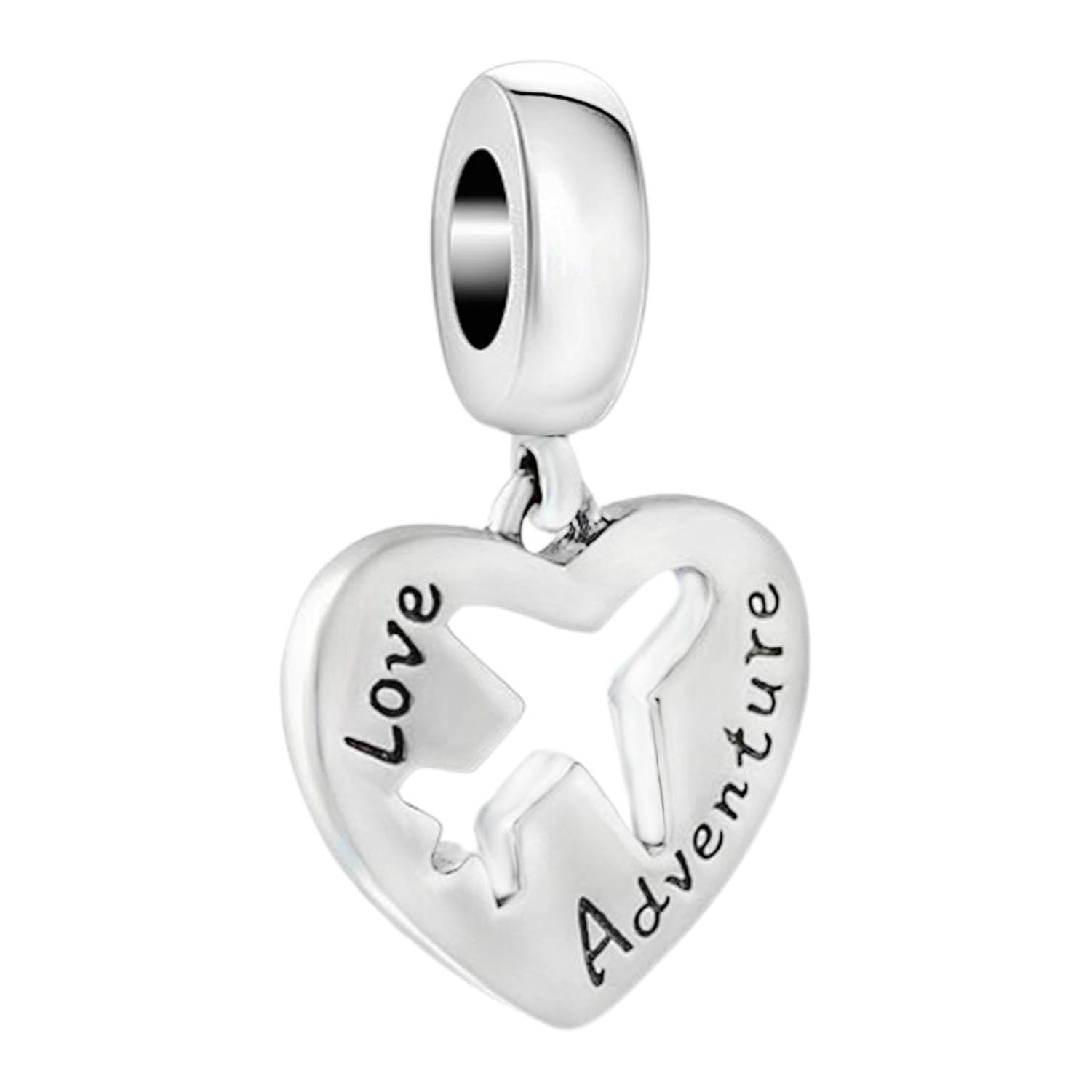 Airplane Charm 925 Sterling Silver Plane Bead Love Travel Pendant for Pandora Charm Bracelet