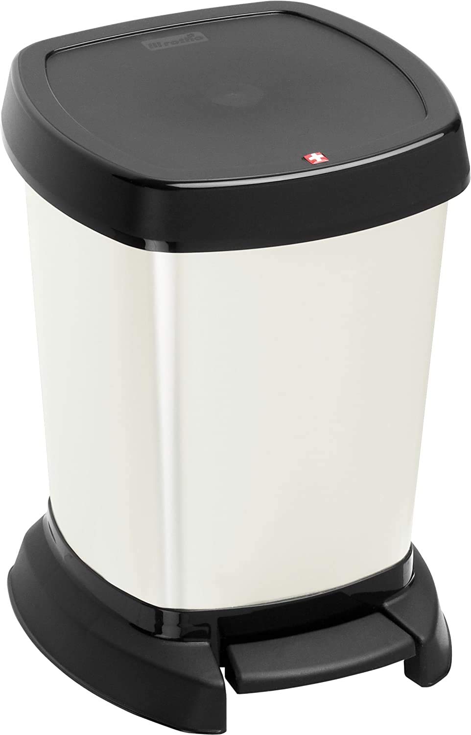 Rotho, Paso, Waste bin 6l for the bathroom with pedal and lid, Plastic (PP) BPA-free, silver metallic, 6l (23,4 x 21,9 x 29,2 cm)