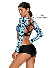 Bañador de manga larga para dama, diseño floral