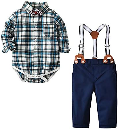 Nwada Baby Boy Outfits Clothing Sets Newborn Boys Clothes Bodysuit Suspender Trouser Bowtie 4pcs