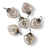 Luna Bazaar Mercury Glass Mini Heart Ornaments (1 to 1.5-Inch, Silver, Deidra Design, Set of 6) - Great Gift Idea, Vintage-Style Decorations for Christmas, Special Occasions, Home Decor and Parties
