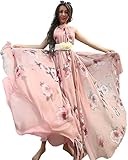 Medeshe Women's Hawaiian Boho Chiffon Floral Beach Maxi Dress
