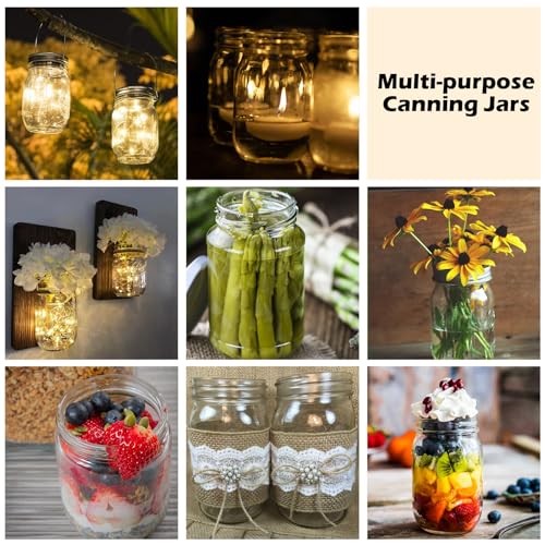 Withosent 500 ml Preserving Jars with Screw Lids, Pack of 6 Mason Jar Jars, Airtight Jam Jars for Overnight Oats, Preservation, Pickles, Honey, Yogurt, Nuts, Sweets