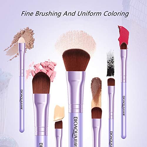 GothicBride Makeup Brushes Set Elegant Purple Premium Makeup Brush Set Synthetic Foundation Powder Concealers Eye Shadows Kabuki Travel Foundation 7Pcs Brush Sets - Thumbnail 2