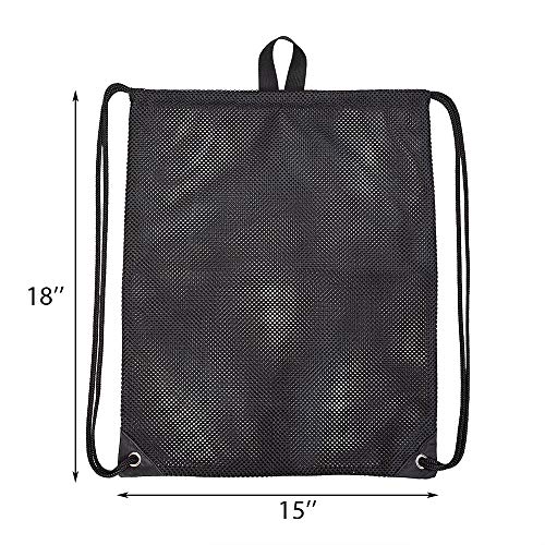 Heavy Duty Mesh Drawstring Bag, Sport Equipment Storage Bag for Beach