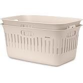 Brabantia Collect-It Laundry Basket 40L/8.8 Gallon (Soft Beige), Set of 2, Laundry Hamper for Kitchens and Laundry Rooms, Storage Basket for Clothing, Towels and Bedding