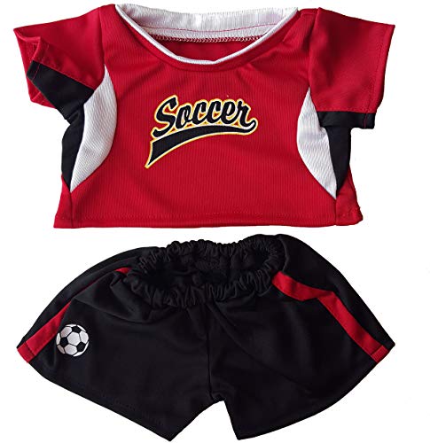 Red Soccer Uniform Outfit Teddy Bear Clothes Fit 14" - 18" Build-a-bear, Vermont Teddy Bears, and Make Your Own Stuffed Animals