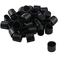 Antrader 32 Pcs Black Plastic Furniture Chair Leg Caps PVC Plastic Feet Protector Pads Furniture Table Covers Round Bottom 0.75 Inches