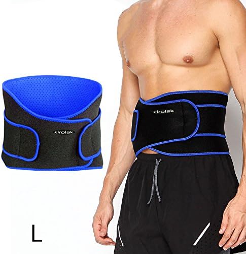Waist Trainer Belt, KIROLAK Fitness Sports Trainer Body Shaper Waist Trimmer Slimming Belt Size L Neoprene Waist Belt for Back Pain - Black and Blue