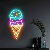 Ice Cream Neon Light, Neon Sign Light Decor, Ice Cream Bedroom Neon Sign, Bedroom Neon Lights, Home Neon Lights, Size:H15x W7inches