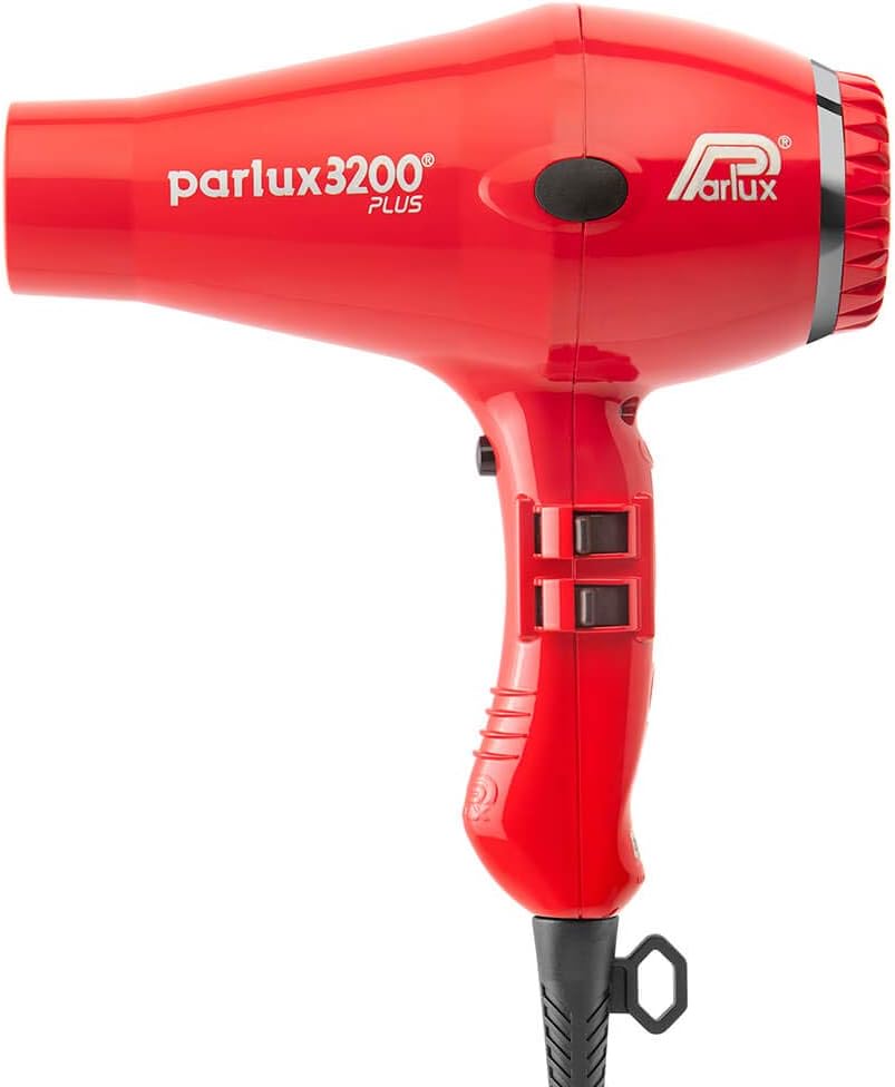 Parlux 3200 Plus Hair Dryer in Raunchy Red. Lightweight Compact 1900W Dryer with Ultra High Tech Ionic Technology. Salon Favourite with 2 Speed Settings & 3 Heat Controls Plus Cool Shot Button
