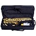 Costzon Alto Saxophone, E-Flat Gold Lacquer Finish, High F Key, Full Set Accessories with Carry Case, Neck Straps, Mouthpiece, Cork Grease, Reed, Cleaning Cloth Rod, Gloves for Beginner Student