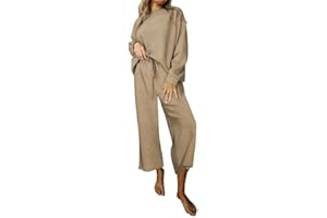 SHEWIN Women's 2 Piece Outfits Sweatsuit Casual Long Sleeve Pullover Tops and Drawstring Wide Leg Pants Lounge Sets