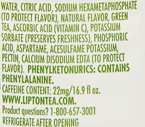 LIPTON DIET MIXED BERRY GREEN TEA, 16.9 FL OZ BOTTLES (PACK OF 12)