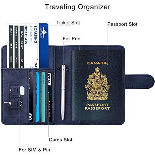 WALNEW RFID Blocking Passport Holder Travel Wallet Cover Case