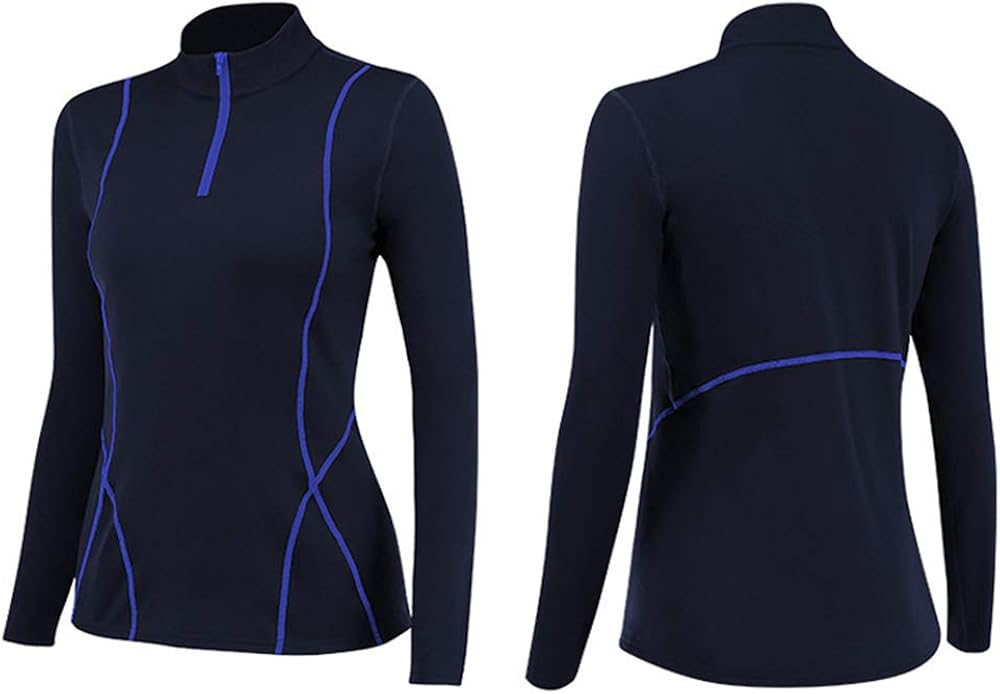 Womens Pullover 1/4 Zip Running Jacket Long Sleeve Workout Tops with Thumb Holes Yoga Shirts: Clothing