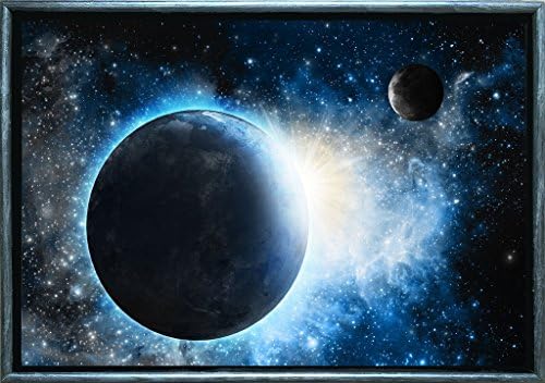 Startonight Luxury Framed Art Silver Cosmos Dual View Surprise 27.56 Inch By 39.37 Inch Abstract Collection Wall Art