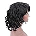 Jet Black Synthetic Hair Wig Short Curly Wigs with Side Bangs Heat Resistant Fiber Full Wigs for Woman