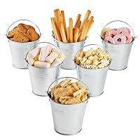 HIPOLOTUS Mini Tinplate Metal Bucket Icing French Fries Tin Pails - Mini Food Containers - Succulent Wedding Buckets - 6 Pieces-