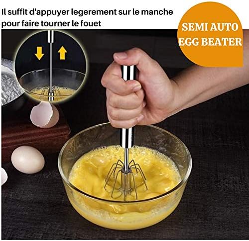 ShopVip Nouveaute! Fouet Cuisine Semi Automatique en Acier Inoxydable Batteur d’œufs, de crème, café, pâtisserie, mixeur à Main pour Lait Froid et mélanges, sauces - Cuisine A Vivre ShopVip Nouveaute! Fouet Cuisine Semi Automatique en Acier Inoxydable Batteur d’œufs, de crème, café, pâtisserie, mixeur à Main pour Lait Froid et mélanges, sauces