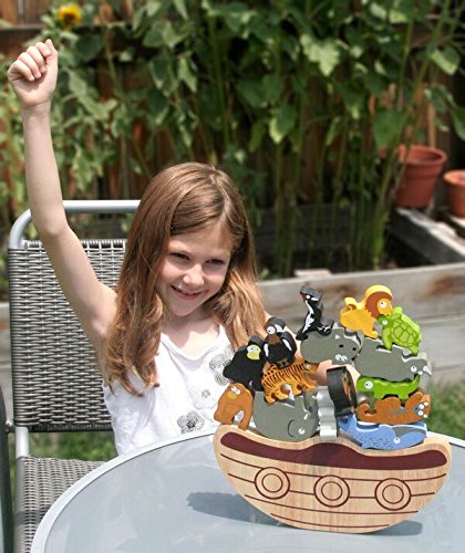 BeginAgain Balance Boat: Endangered Animals Game and Playset - 'Award-Winning Stacking Toys Game' - Balance Game with Wooden Toy Animals