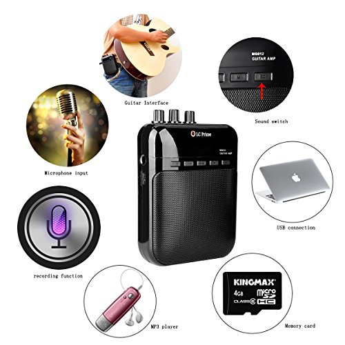 Aroma Guitar Amp Mini Portable Clip Amplifier Speaker Recorder 2 in 1