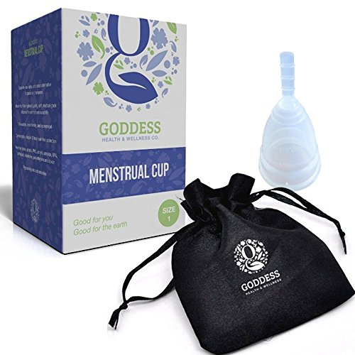 The Goddess Menstrual Cup - No Leaks, Less Cramps, More Comfort - A Reusable Safer Alternative to Tampons and Sanitary Napkins during your period [Size 1 - Small]