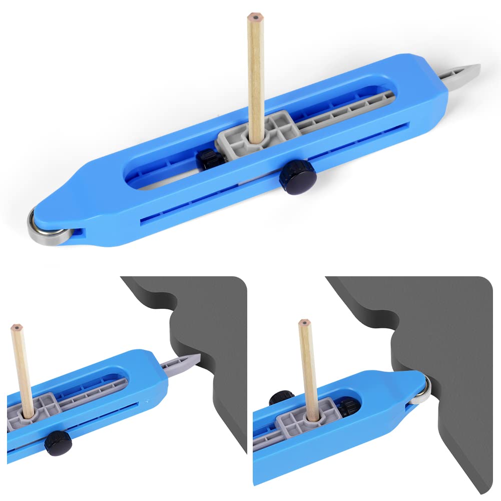 flintronic Profile Scribing Ruler Contour Gaug with Lock, Precisely Copy Irregular Shapes Scribe Tool, Woodworking Edge Corner Measuring Duplicator, Profile Marking Tool for Floor, Carpet, Tile Laying