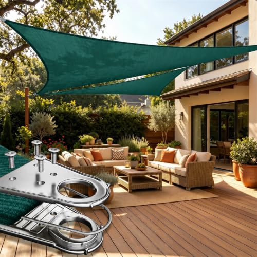 ColourTree 43' x 47' x 63.7' Green Triangle Shade Sail for… at Amazon