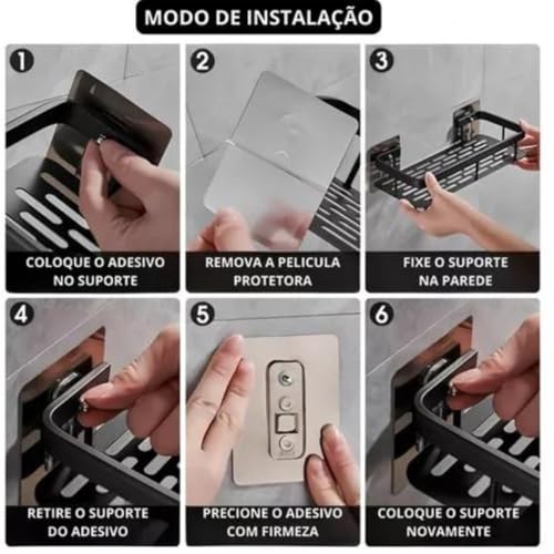 Kit 2 Prateleiras Organizadoras para Banheiro e Box | Suporte Porta Shampoo e Sabonete | Organizador de Parede Resistente à Água | Design Moderno