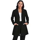 Cimmuovere Professional White Lab Coat for Women, Long Sleeve Medical Uniform, Practitioner Smock