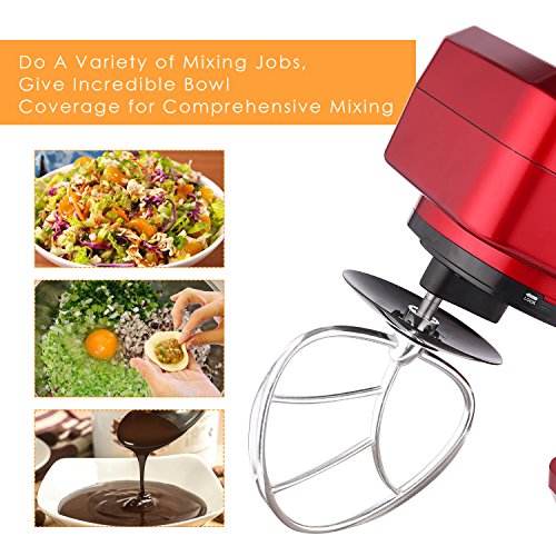 Stand Mixer, 600W Tilt-Head Kitchen Electric Food Mixer with 6-Speed Control, 5-Quart Stainless Steel Bowl, Dough Hook, Whisk, Beater, Splash Guard (red)