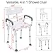 Health Line Massage Products Shower Chair with Removable Back and Arms, Tool-Free Assembly Bath Seat, Adjustable Height Shower Bench with Non-Slip Feet, Gift Back Scrubber Included