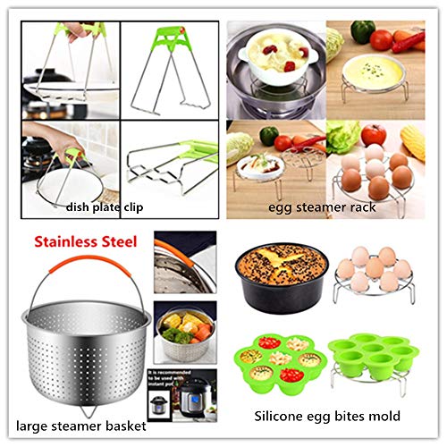 Instant Pot Accessories Set, 14 PCS Instant Pot Accessories Compatible with 6,8 Qt - Steamer Basket, Non-stick Spring form Pan, Egg Steamer Rack, Egg Bites Mold, Kitchen Tong etc