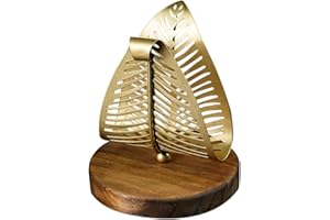 DODAMOUR Gold Leaf Napkin Holder for Dining Table, Decorative Stainless Steel Paper Napkin Organizer with Wood Base, Vintage 