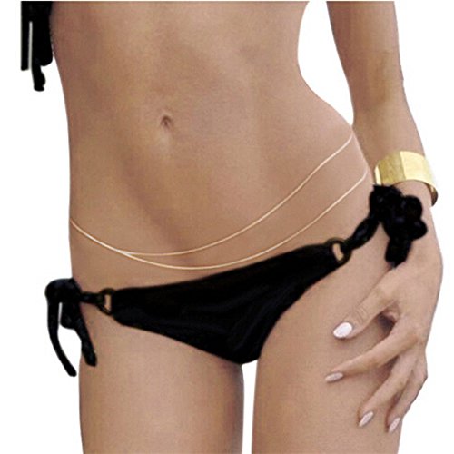 ERAWAN Vintage Womens Bikini Belly Body Chain Waist Link Fashion Beach Necklace Jewelry EW sakcharn (Silver) - Thumbnail 4