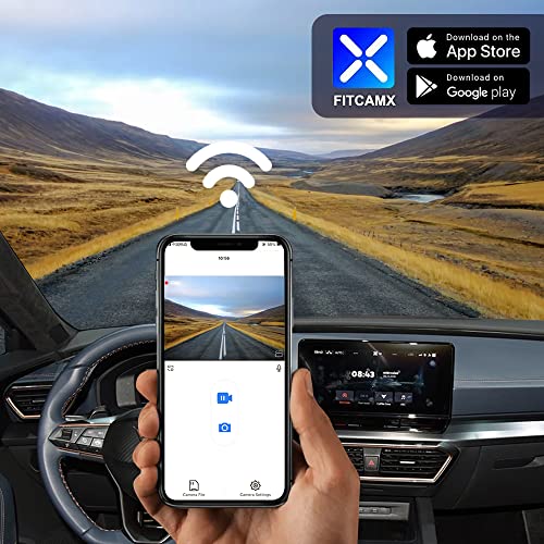 FITCAMX Dash Cam Compatible with Volkswagen Golf Mk8 GTE GTD GTI R/Cupra Formentor 2021-2024, 4K 2160P WiFi UHD Video, Parking Mode, G-Sensor, Night Vision, Plug & Play, 64GB Card