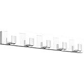SOLFART Vanity Lights for Mirror LED Modern Gloss Chrome Bathroom Lighting Fixtures Over Mirror Dimmable 5 Lights