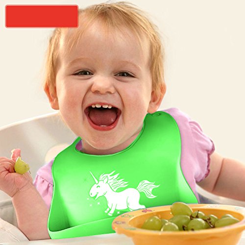 Silicone Bib, Adjustable Snaps Feeding Bibs,Bibs for Toddlers Newborns Infants,Baby Christmas Birthday Gifts with Gift-Wrapping,Easily Wipes Clean,Set of 2 Colors (Green+Yellow)