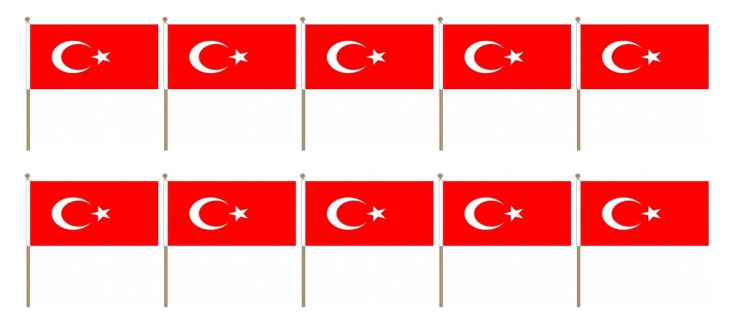 Pack of 10 x Flag of Turkey Hand Flags