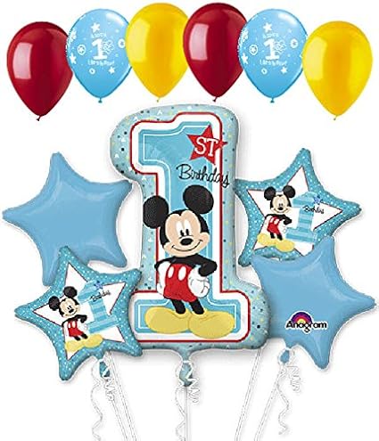 Amazon Com 11 Pc Mickey Mouse 1st Birthday Balloon Bouquet Party