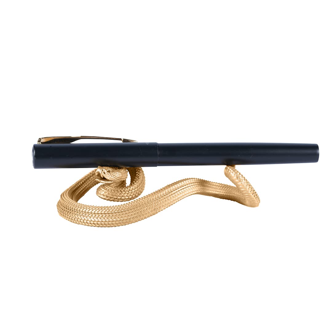 COPPERTIST.WU Brass Rattlesnake Pen Holder Stand Statue Snake Incense Holder Handmade Crafts for Home Decor Creative Office Desktop Ornament Accessories
