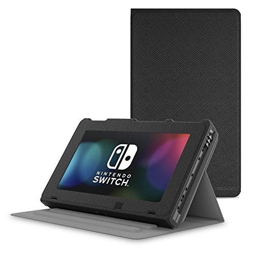 MoKo Case for Nintendo Switch, Protective Slim Folding [Multi-Angle Viewing] Stand Cover, Lightweight & Anti-scratch, for Nintendo Switch Console(2017) - Black