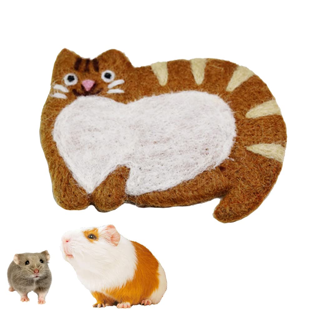 HanryDong Winter Warm Hamster Cute Bed, Small Animals Felt Pad Panda & Cat Pattern, Colorful Small Pet Mat, Nest Cage Toys for Rats Mice Bird